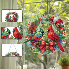 Load image into Gallery viewer, Cardinal DIY 5D Diamond Art Painting Wreath Hanging Sign for Wall Door Decor