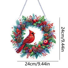 Load image into Gallery viewer, Cardinal DIY 5D Diamond Art Painting Wreath Hanging Sign for Wall Door Decor