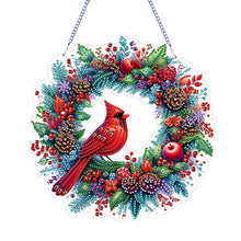 Load image into Gallery viewer, Cardinal DIY 5D Diamond Art Painting Wreath Hanging Sign for Wall Door Decor