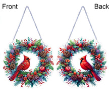 Load image into Gallery viewer, Cardinal DIY 5D Diamond Art Painting Wreath Hanging Sign for Wall Door Decor
