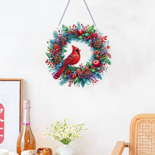 Load image into Gallery viewer, Cardinal DIY 5D Diamond Art Painting Wreath Hanging Sign for Wall Door Decor