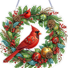 Load image into Gallery viewer, Cardinal DIY 5D Diamond Art Painting Wreath Hanging Sign for Wall Door Decor