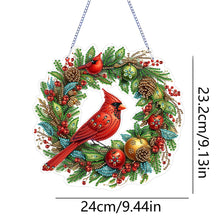 Load image into Gallery viewer, Cardinal DIY 5D Diamond Art Painting Wreath Hanging Sign for Wall Door Decor