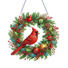 Load image into Gallery viewer, Cardinal DIY 5D Diamond Art Painting Wreath Hanging Sign for Wall Door Decor