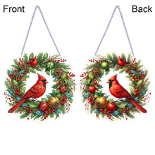 Load image into Gallery viewer, Cardinal DIY 5D Diamond Art Painting Wreath Hanging Sign for Wall Door Decor