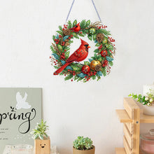 Load image into Gallery viewer, Cardinal DIY 5D Diamond Art Painting Wreath Hanging Sign for Wall Door Decor