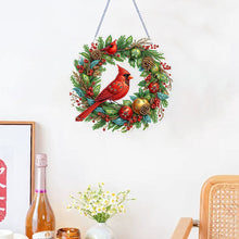 Load image into Gallery viewer, Cardinal DIY 5D Diamond Art Painting Wreath Hanging Sign for Wall Door Decor
