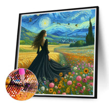 Load image into Gallery viewer, Diamond Painting - Full Round - Van Gogh starry sky flower girl back (40*40CM)