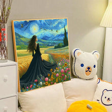Load image into Gallery viewer, Diamond Painting - Full Round - Van Gogh starry sky flower girl back (40*40CM)