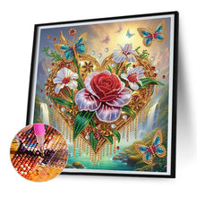Load image into Gallery viewer, Diamond Painting - Partial Special Shaped - Love butterflies and flowers (30*30CM)