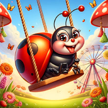 Load image into Gallery viewer, Diamond Painting - Full Round - Ladybug on a swing (30*30CM)