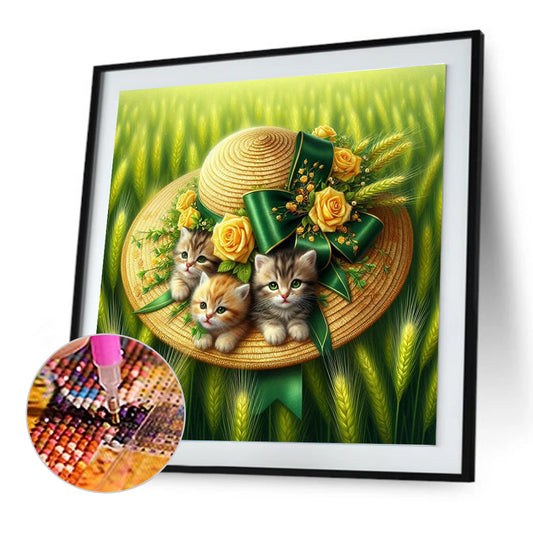 Diamond Painting - Full Round - Lawn Kitten Gift (30*30CM)