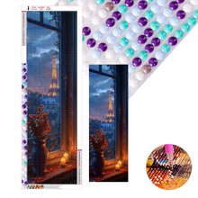 Load image into Gallery viewer, Diamond Painting - Full Round - Window Vase and Eiffel Tower at Night (30*90CM)