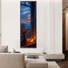 Load image into Gallery viewer, Diamond Painting - Full Round - Window Vase and Eiffel Tower at Night (30*90CM)