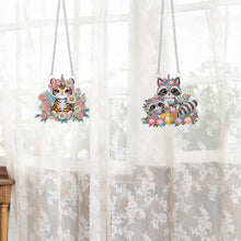 Load image into Gallery viewer, 2Pcs PET Special Shaped Tiger Raccoon Diamond Painting Hanging Decor for Bedroom