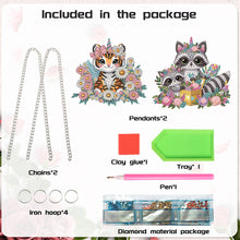 Load image into Gallery viewer, 2Pcs PET Special Shaped Tiger Raccoon Diamond Painting Hanging Decor for Bedroom