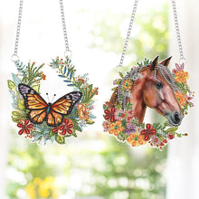 Load image into Gallery viewer, 2Pcs PET Special Shaped Wreath Butterfly Horse Diamond Painting Hanging Decor