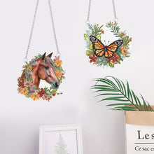Load image into Gallery viewer, 2Pcs PET Special Shaped Wreath Butterfly Horse Diamond Painting Hanging Decor