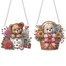 Load image into Gallery viewer, 2Pcs PET Special Shaped Flower Basket Bear Diamond Painting Hanging Decoration