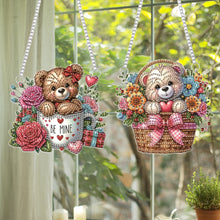 Load image into Gallery viewer, 2Pcs PET Special Shaped Flower Basket Bear Diamond Painting Hanging Decoration