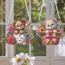 Load image into Gallery viewer, 2Pcs PET Special Shaped Flower Basket Bear Diamond Painting Hanging Decoration