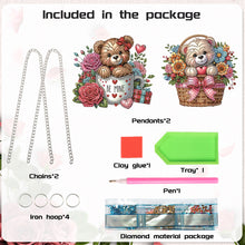 Load image into Gallery viewer, 2Pcs PET Special Shaped Flower Basket Bear Diamond Painting Hanging Decoration
