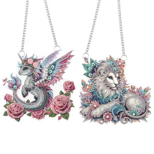 Load image into Gallery viewer, 2Pcs PET Special Shaped Pterosaur Lion Diamond Painting Hanging Decor for Home