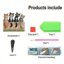 Load image into Gallery viewer, Wooden Cat Diamond Art Hanging Hook Rail Diamond Painting Art Craft Wall Hooks