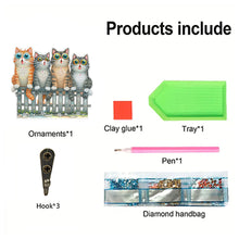 Load image into Gallery viewer, Wooden Cat Diamond Art Hanging Hook Rail Diamond Painting Art Craft Wall Hooks