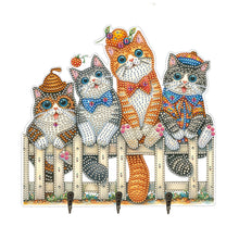 Load image into Gallery viewer, Wooden Cat Diamond Art Hanging Hook Rail Diamond Painting Art Craft Wall Hooks