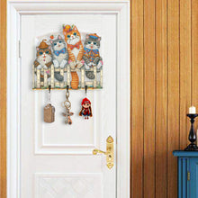 Load image into Gallery viewer, Wooden Cat Diamond Art Hanging Hook Rail Diamond Painting Art Craft Wall Hooks