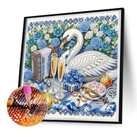 Diamond Painting - Partial Special Shaped - Swan gift (30*30CM)
