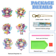 Load image into Gallery viewer, 6Pcs Double Sided Cartoon Diamond Painting Art Keychain Pendant DIY Crafts Decor