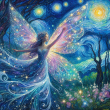 Load image into Gallery viewer, Diamond Painting - Full Round - Butterfly girl and starry sky (40*40CM)