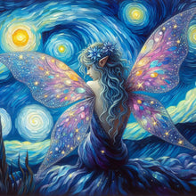 Load image into Gallery viewer, Diamond Painting - Full Round - Butterfly girl and starry sky (40*40CM)