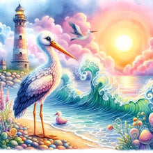 Load image into Gallery viewer, Diamond Painting - Full Round - Egrets at sunset by the seaside (40*40CM)