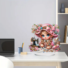 Load image into Gallery viewer, PVC Special Shaped Sewing Machine Girl Desktop Diamond Art Kits Bedroom Decor