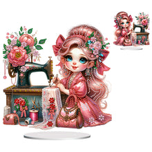 Load image into Gallery viewer, PVC Special Shaped Sewing Machine Girl Desktop Diamond Art Kits Bedroom Decor