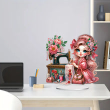 Load image into Gallery viewer, PVC Special Shaped Sewing Machine Girl Desktop Diamond Art Kits Bedroom Decor