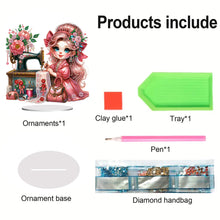 Load image into Gallery viewer, PVC Special Shaped Sewing Machine Girl Desktop Diamond Art Kits Bedroom Decor