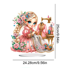 Load image into Gallery viewer, PVC Special Shaped Sewing Machine Girl Desktop Diamond Art Kits Bedroom Decor