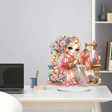 Load image into Gallery viewer, PVC Special Shaped Sewing Machine Girl Desktop Diamond Art Kits Bedroom Decor