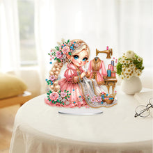 Load image into Gallery viewer, PVC Special Shaped Sewing Machine Girl Desktop Diamond Art Kits Bedroom Decor