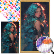 Load image into Gallery viewer, AB Diamond Painting - Full Round - Blue-haired girl (40*70CM)