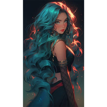 Load image into Gallery viewer, AB Diamond Painting - Full Round - Blue-haired girl (40*70CM)
