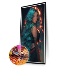 Load image into Gallery viewer, AB Diamond Painting - Full Round - Blue-haired girl (40*70CM)