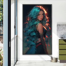 Load image into Gallery viewer, AB Diamond Painting - Full Round - Blue-haired girl (40*70CM)