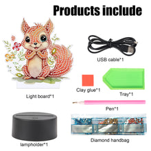 Load image into Gallery viewer, Cute Animal Diamond Painting LED Lamp Diamond Painting Night Light (Squirrel)