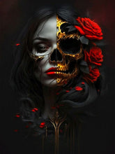 Load image into Gallery viewer, Diamond Painting - Full Round - Halloween Skull Girl Rose Skull (40*60CM)