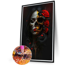 Load image into Gallery viewer, Diamond Painting - Full Round - Halloween Skull Girl Rose Skull (40*60CM)